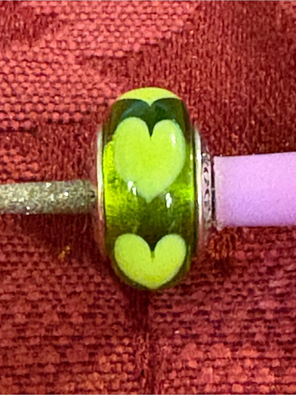 Pandora Lime Green Heart MURANO Bead Charm